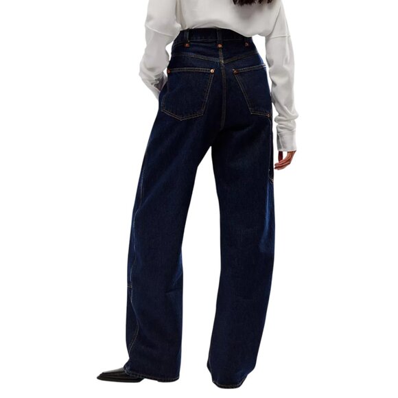 NEW RE/DONE SUPER HIGH WORKWEAR JEANS WIDE LEG HERITAGE RINSE 25 RIGID COTTON - Picture 3 of 11